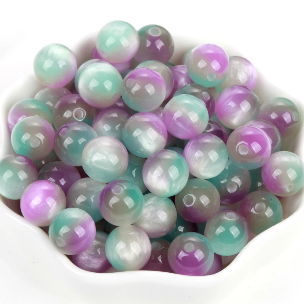 100Pcs Colorful Resin Beads Red Yellow Blue 8-16mm Round Loose Spacer Beads For Jewelry Making DIY Bracelet Necklace Handmade