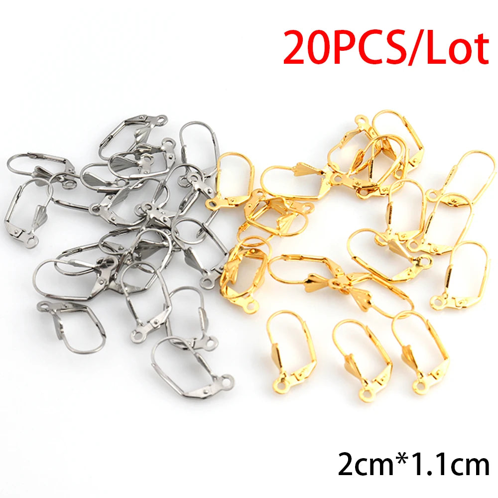 10-50pcs/Lot Stainless Steel Ear Hook Findings Earrings Clasps Hoop Earring For DIY Jewelry Earrings Making Supplies Accessories