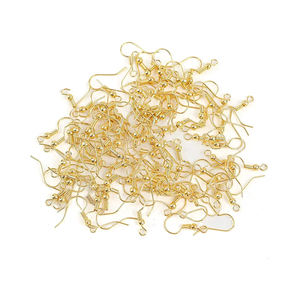 100/400pcs Stainless Steel Earring Hooks DIY Gold Silver Ear Findings Clasps Making Earwire Jewelry Supplies Parts Accessories