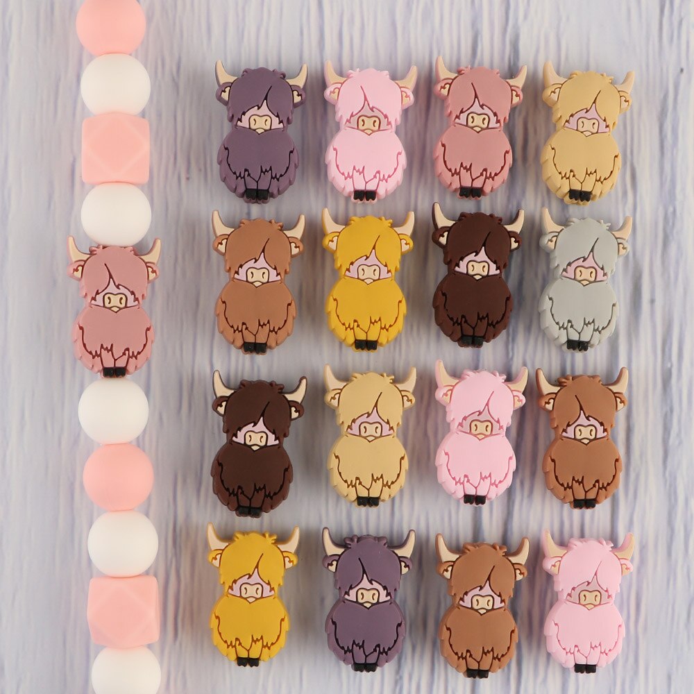 20Pcs Yak Silicone Animal Beads Food Grade Roden Beads For Jewelry Making DIY Pacifier Pendants Accessories Baby Toys