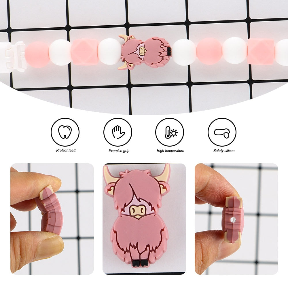 20Pcs Yak Silicone Animal Beads Food Grade Roden Beads For Jewelry Making DIY Pacifier Pendants Accessories Baby Toys