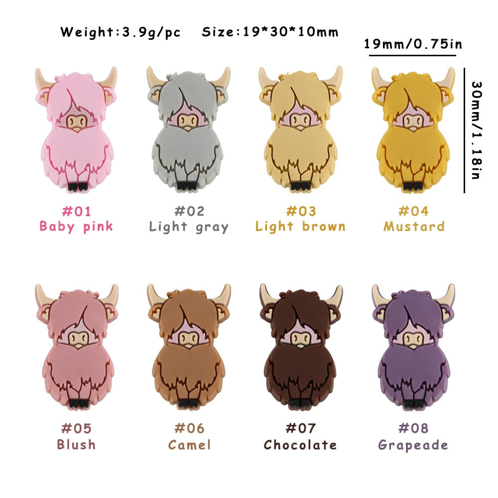 20Pcs Yak Silicone Animal Beads Food Grade Roden Beads For Jewelry Making DIY Pacifier Pendants Accessories Baby Toys