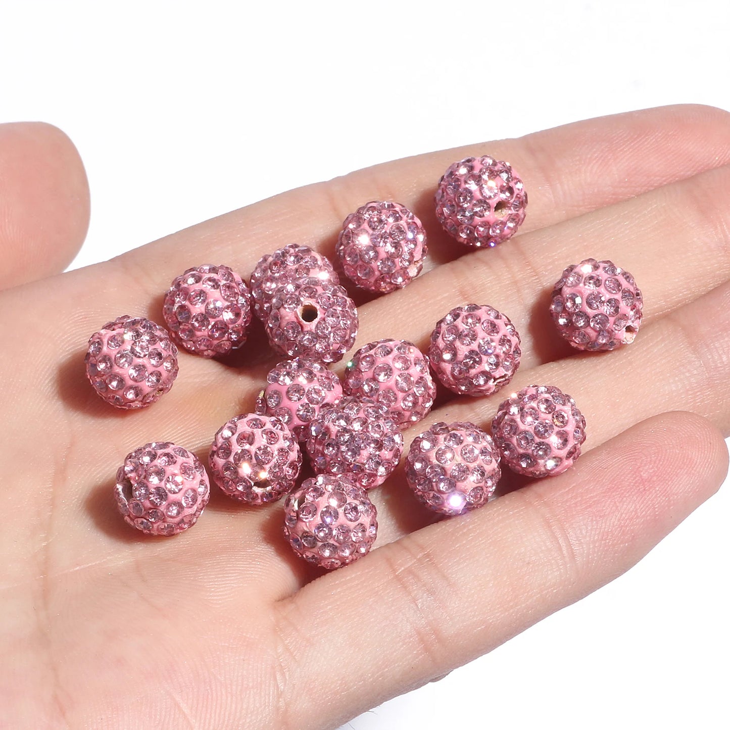 100pcs 6/8/10mm Rhinestone Crystal Clay Beads Soft Pottery Micro Pave CZ Spacer Beads For Jewelry Making Diy Bracelets Necklaces