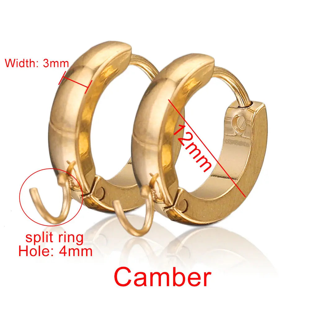 10pcs/Lot Stainless Steel Round Gold Earrings Hooks Clasps Earring Post Components Parts for Making Supplies Women DIY Findings