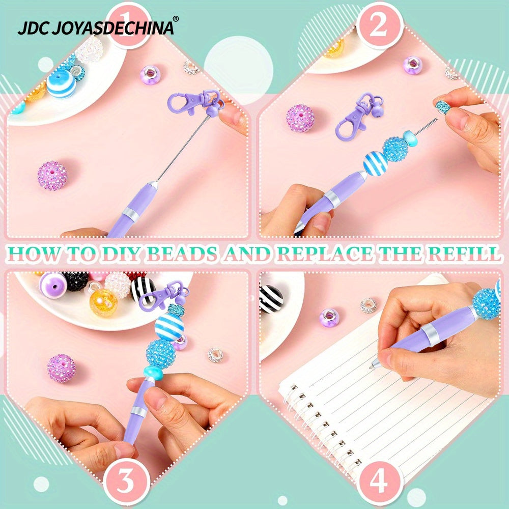 15/30pcs Creative Keychain Bead Pen Short Portable Mini Pen Office Writing Gift Ballpoint Pen