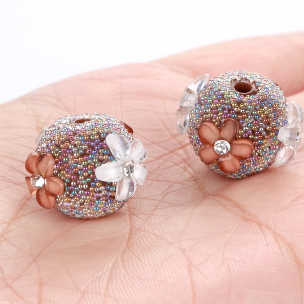15mm 20pcs Charm Flower AB Colorful Small Bead Acrylic Beads For Jewelry Making DIY Necklace Bracelets Earring Accessories VD