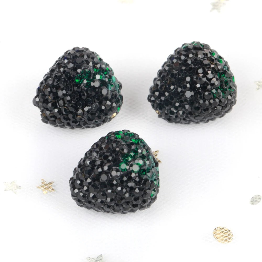 16x17mm 20pcs Charm Strawberry Shiny Polymer Clay Rhinestone Beads For Jewelry Making DIY Necklace Bracelets Accessories VD