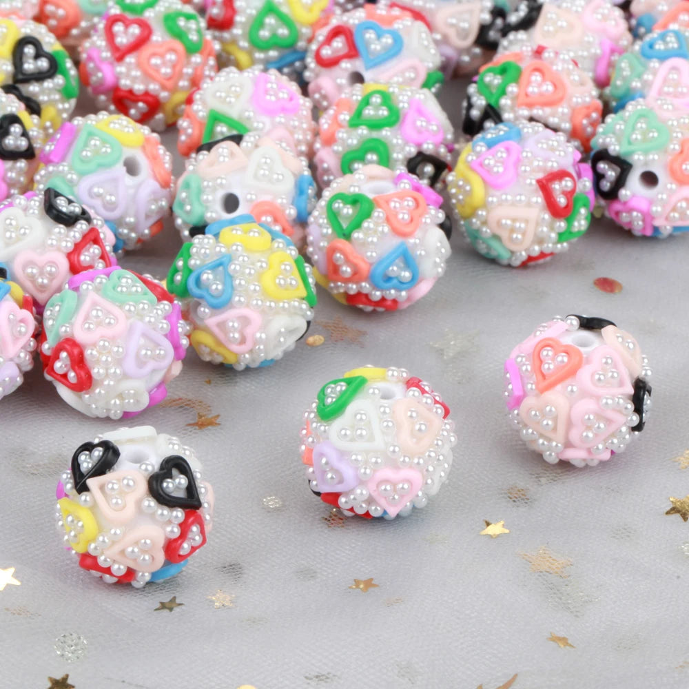 17-19mm 20pcs Charm Colorful Love Heart Pearl Acrylic Beads For Jewelry Making DIY Necklace Bracelets Earring Accessories