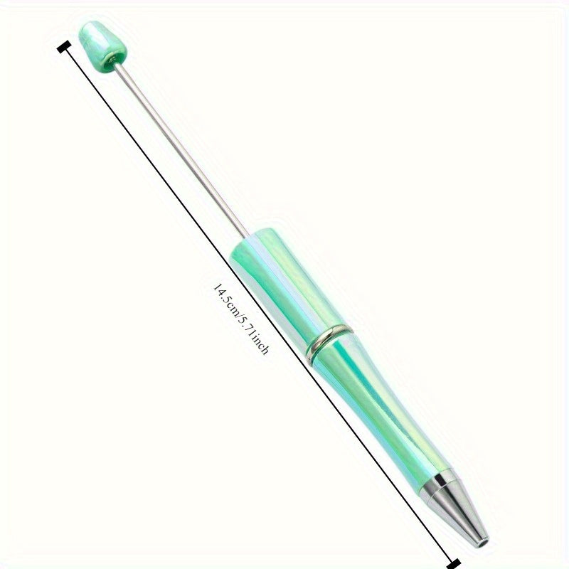 7pcs/12pcs, 7pcs/12pcs Beadable Pens - Uv Electroplated Gradient Colors, DIY Crafting, Medium Point, Twist Closure, Oval Shape - Perfect for Daily Office Use