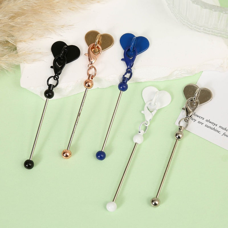 5pcs/10pcs Mother'S Day Heart Adhesive Beadable Cup Charm Bar Blanks, DIY Cup Handle Charm Pendants, Drink Bottle Accessory