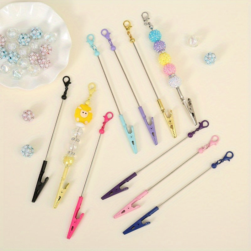 Set of 5/ 10pcs beadable blank bracelet helpers, beaded card clip, beadable blanks for handmade gifts, make your own card clips, beadable keychains