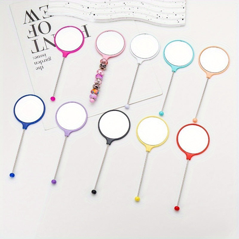 8pcs 16pcs Mother'S Day Handheld Round DIY Beadable Small Mirror Portable HD Mirror Handheld Mirror Female Specific Handle Makeup Mirror