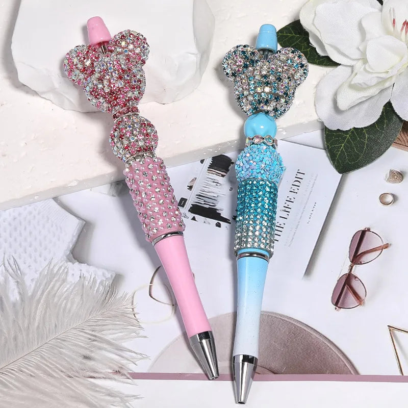 5pc 32mm Full Diamond Cartoon Mouse Head Shiny Beads DIY Pen Phone Keychain Necklace Earring Bracelet Jewelry Making Accessories