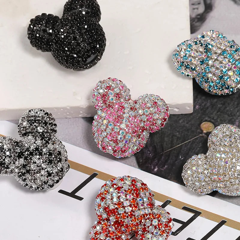 5pc 32mm Full Diamond Cartoon Mouse Head Shiny Beads DIY Pen Phone Keychain Necklace Earring Bracelet Jewelry Making Accessories