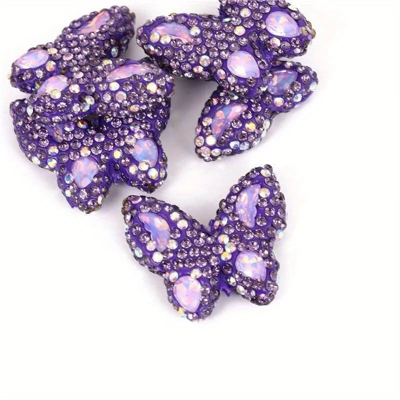 10pcs Butterfly Polymer Clay Beads Straight Hole Moon Glass Rhinestone For Pen Decorate DIY Jewelry Keychain Necklace Making