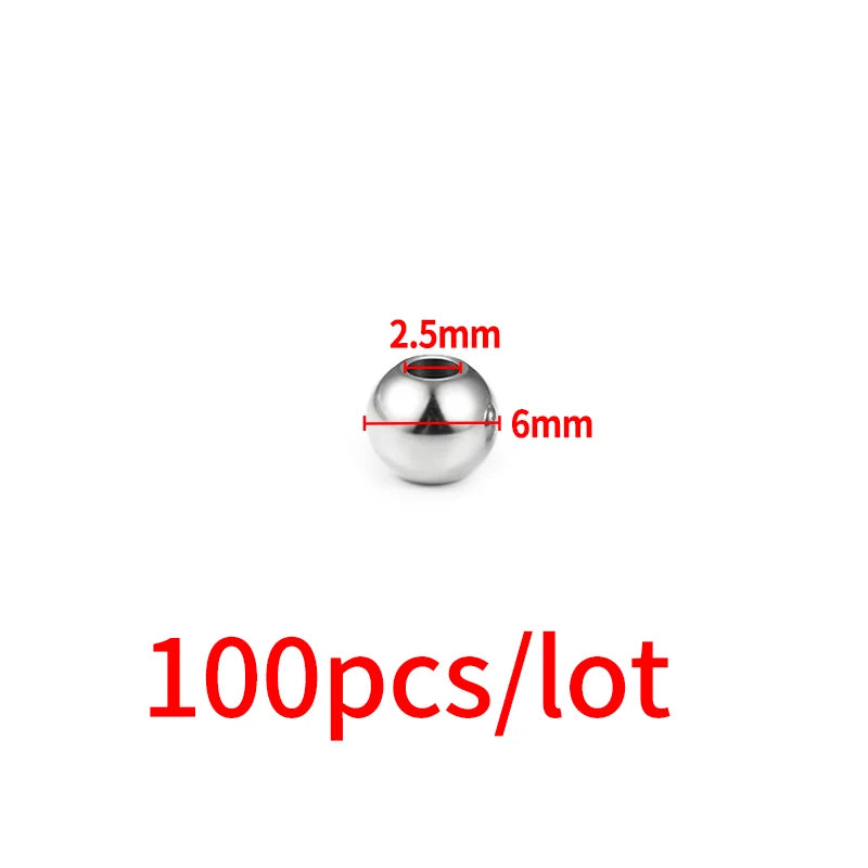 2-10mm Stainless Steel Gold Beads For Jewerly Making Loose Spacer Ball DIY Necklace Bracelet Fashion Cool Polishing Accessories