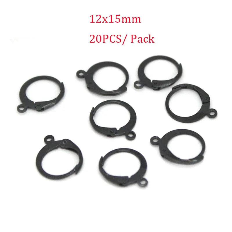 20-30PCS Stainless Steel Hypoallergenic Earring Hooks Findings Black Plated Earrings Clasp Wire For DIY Jewelry Making Supplier