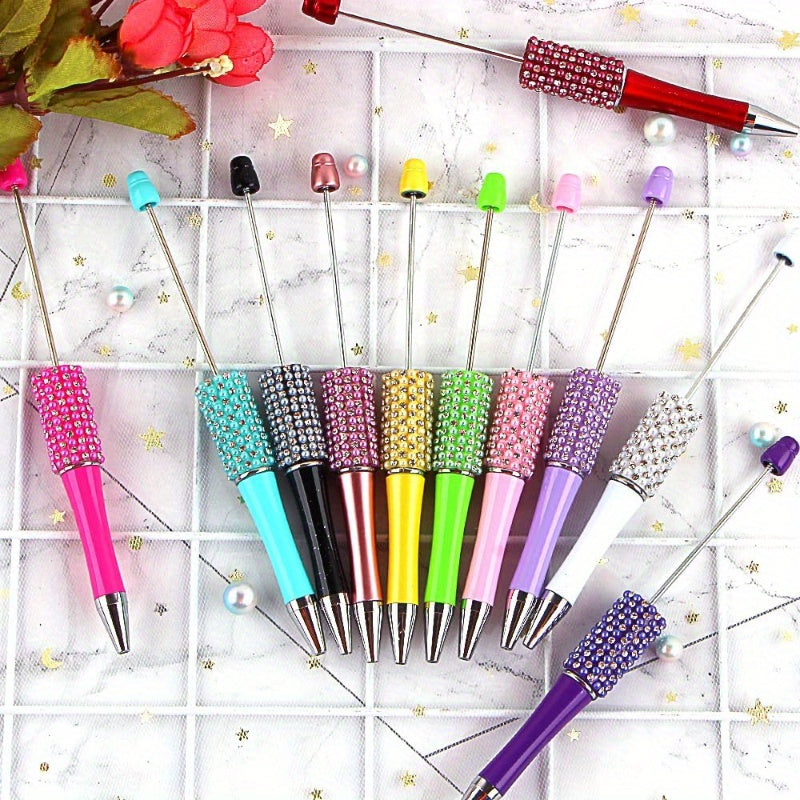 11pcs Handmade Resin Ballpoint Pens with Colorful & Bead Designs - Black Ink Writing Pens, Decorative Office Supplies for School, Art, Gift Ideas