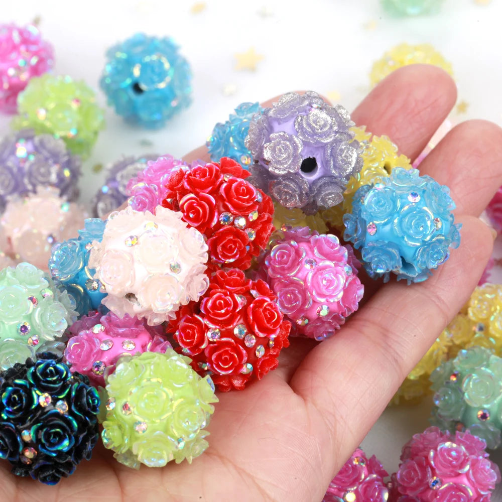 20mm 20pcs Camellia Flower Ball Red Polymer Clay Acrylic Beads For Jewelry Making DIY Necklace Bracelets Earring Accessories