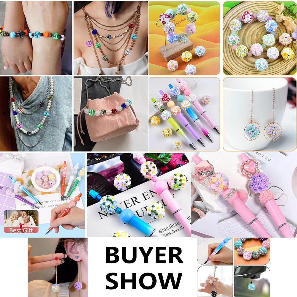 20mm 20pcs Colorful Flower Ball Polymer Clay Acrylic Beads For Jewelry Making DIY Necklace Bracelet Earring Accessories Lover