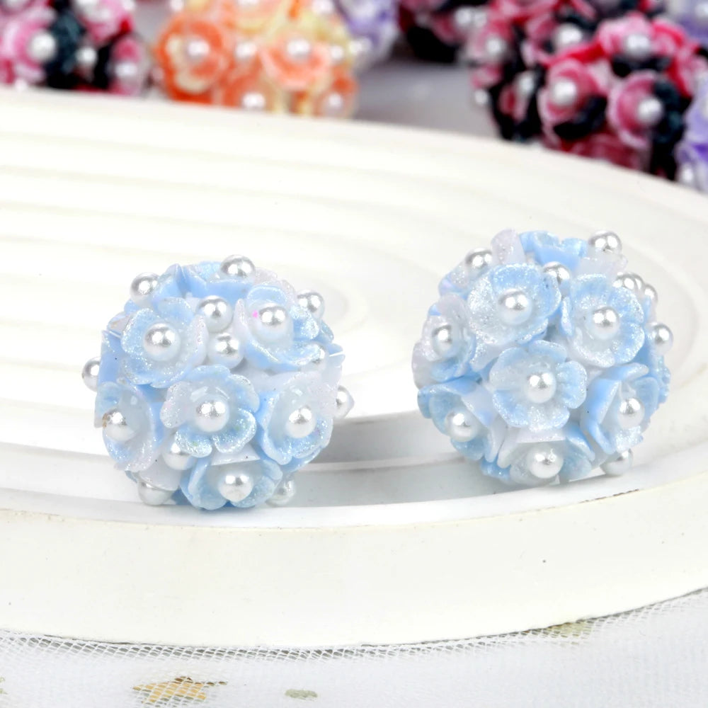 20mm 20pcs Flower Pearl Polymer Clay Lover Gift Acrylic Beads For Jewelry Making DIY Necklace Bracelets Earring Accessories