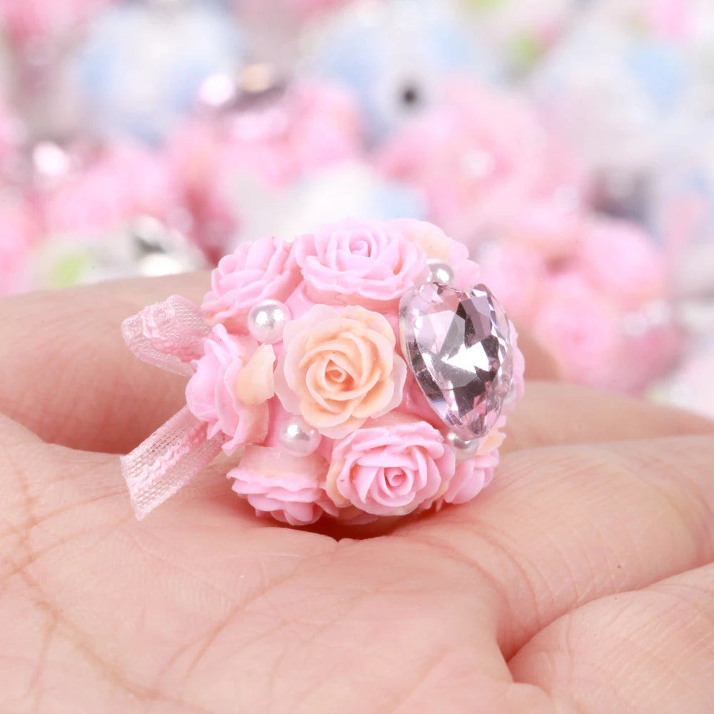20mm 20pcs Rose Flower Ball Bow Love Polymer Clay Acrylic Beads For Jewelry Making DIY Necklace Bracelets Earring Accessories
