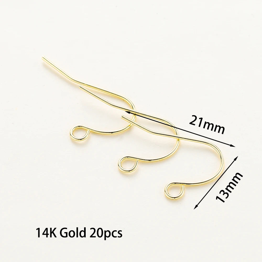 20pcs/lot 6 Styles 14K 18K Gold Plated Earring Wires With Ear Hook Earrings Clasp Findings Supplies For DIY Jewelry Making