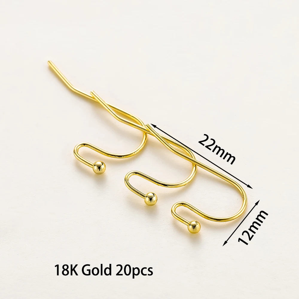 20pcs/lot 6 Styles 14K 18K Gold Plated Earring Wires With Ear Hook Earrings Clasp Findings Supplies For DIY Jewelry Making