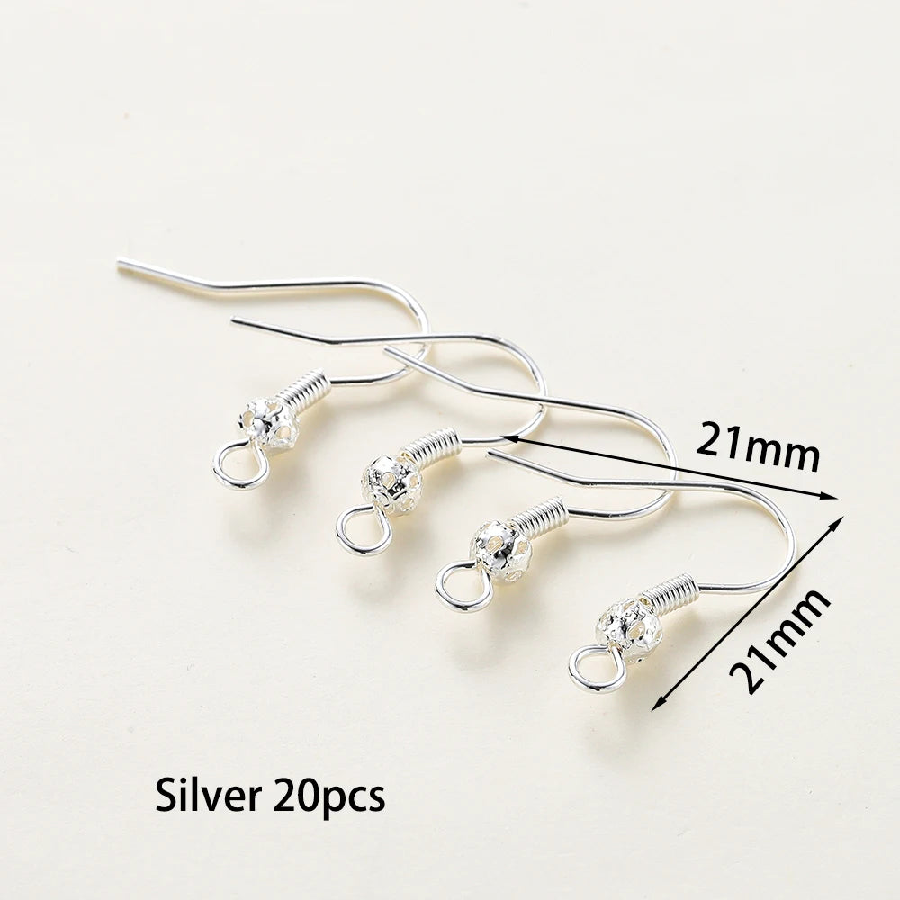 20pcs/lot 6 Styles 14K 18K Gold Plated Earring Wires With Ear Hook Earrings Clasp Findings Supplies For DIY Jewelry Making