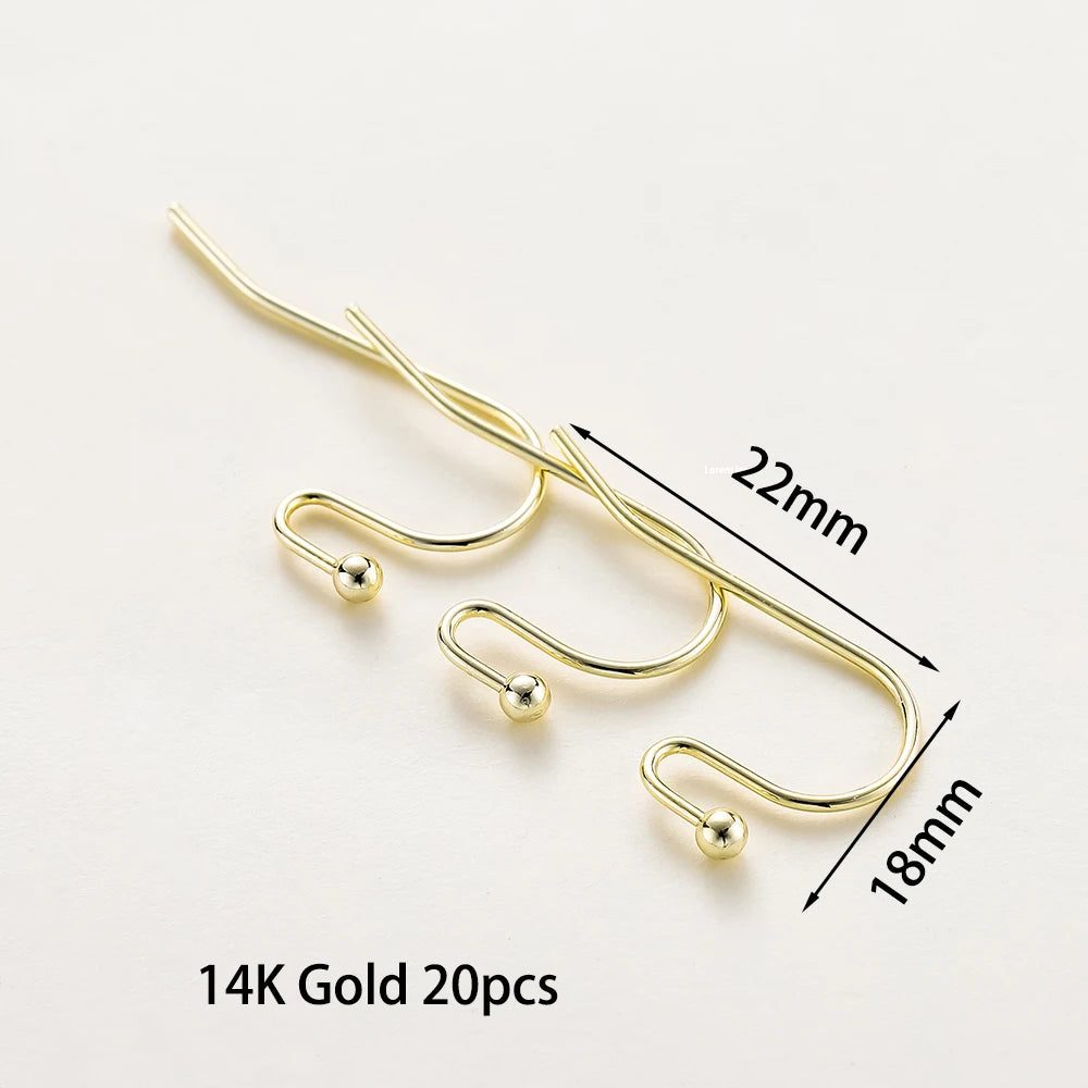 20pcs/lot 6 Styles 14K 18K Gold Plated Earring Wires With Ear Hook Earrings Clasp Findings Supplies For DIY Jewelry Making
