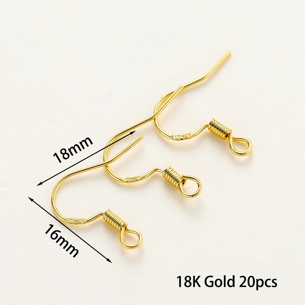 20pcs/lot 6 Styles 14K 18K Gold Plated Earring Wires With Ear Hook Earrings Clasp Findings Supplies For DIY Jewelry Making