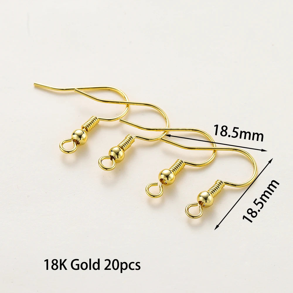 20pcs/lot 6 Styles 14K 18K Gold Plated Earring Wires With Ear Hook Earrings Clasp Findings Supplies For DIY Jewelry Making