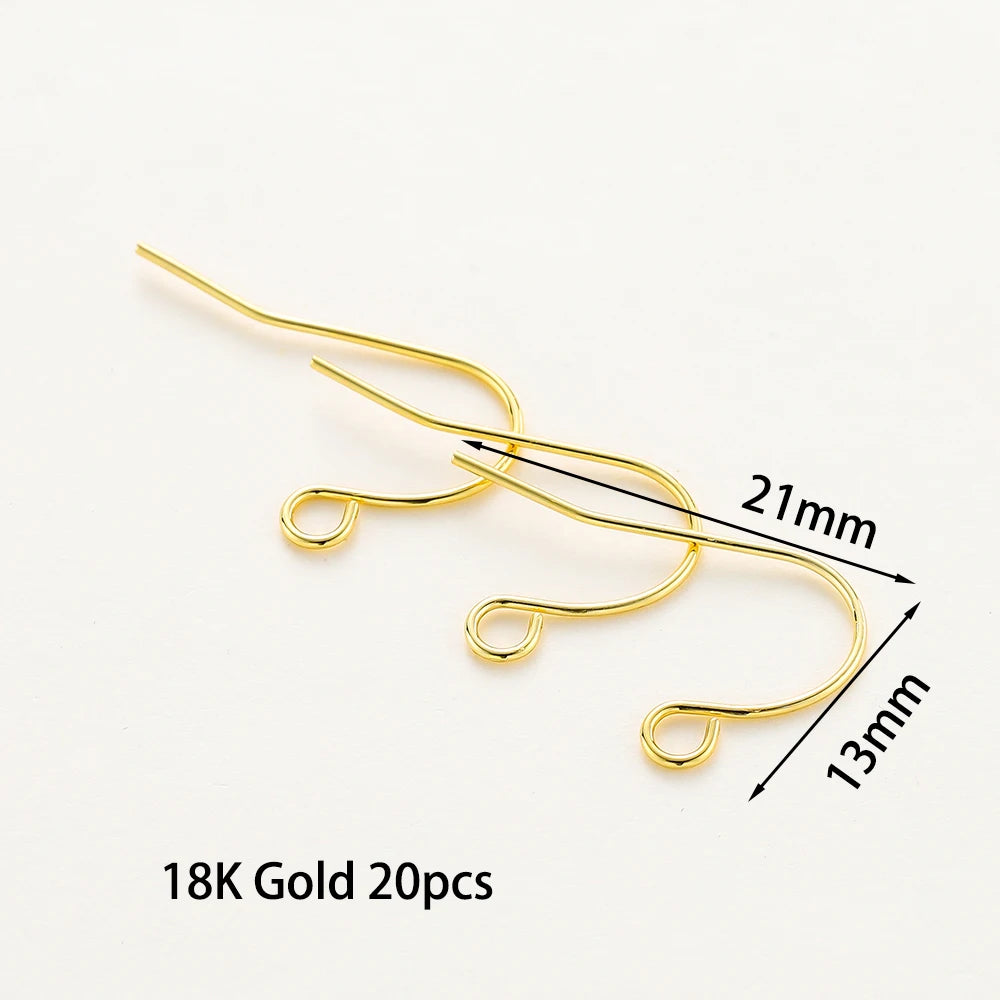 20pcs/lot 6 Styles 14K 18K Gold Plated Earring Wires With Ear Hook Earrings Clasp Findings Supplies For DIY Jewelry Making