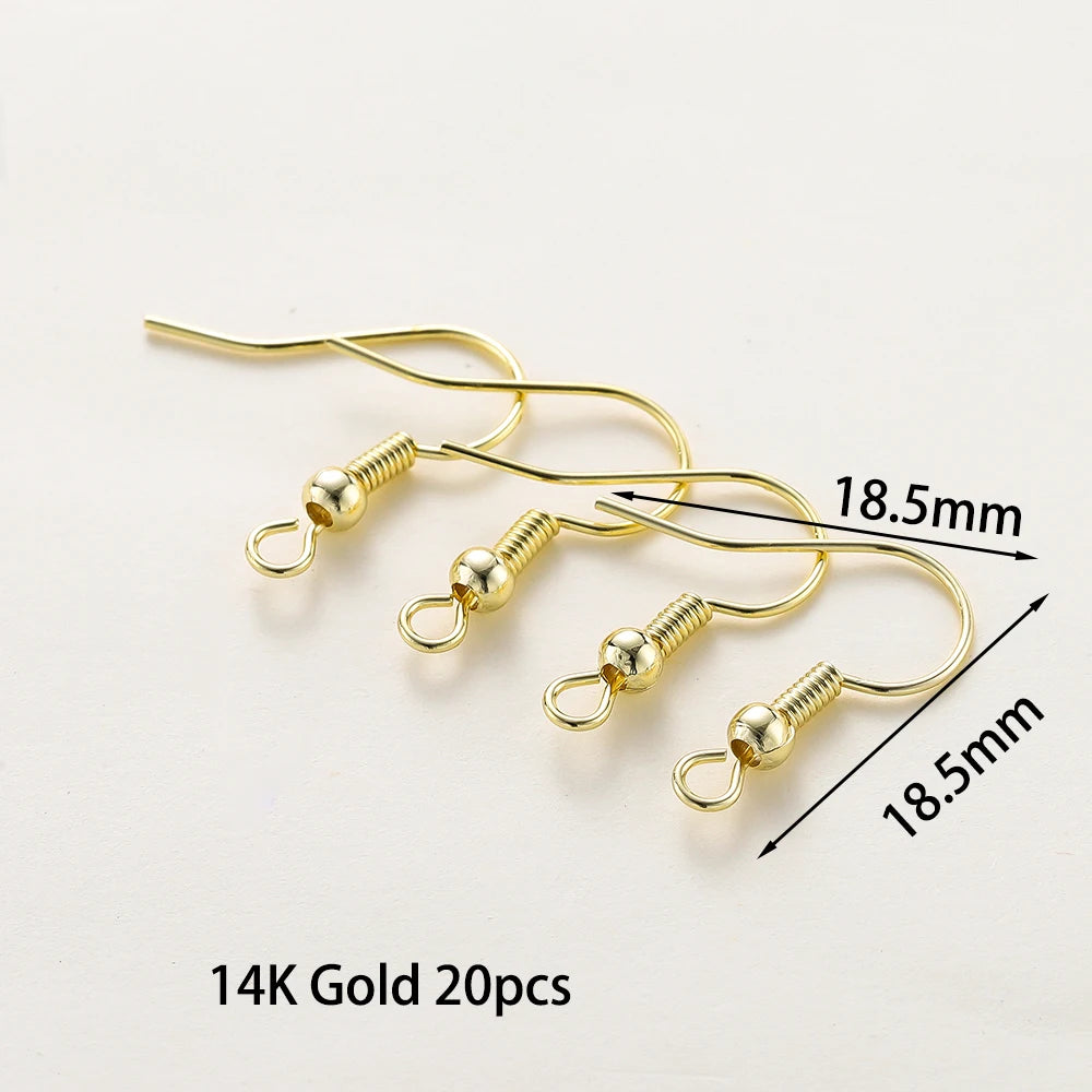 20pcs/lot 6 Styles 14K 18K Gold Plated Earring Wires With Ear Hook Earrings Clasp Findings Supplies For DIY Jewelry Making