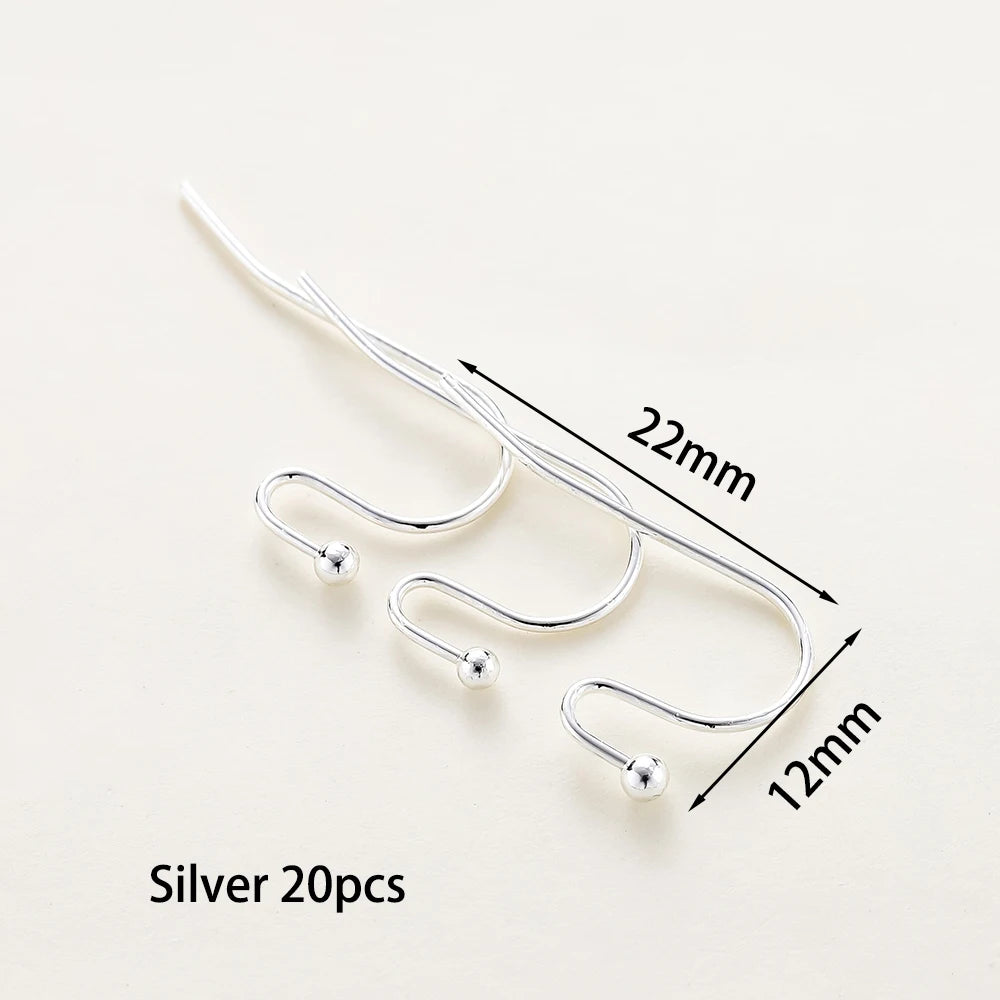 20pcs/lot 6 Styles 14K 18K Gold Plated Earring Wires With Ear Hook Earrings Clasp Findings Supplies For DIY Jewelry Making