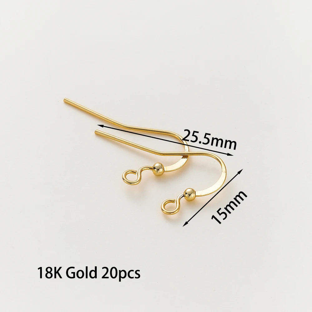 20pcs/lot 6 Styles 14K 18K Gold Plated Earring Wires With Ear Hook Earrings Clasp Findings Supplies For DIY Jewelry Making