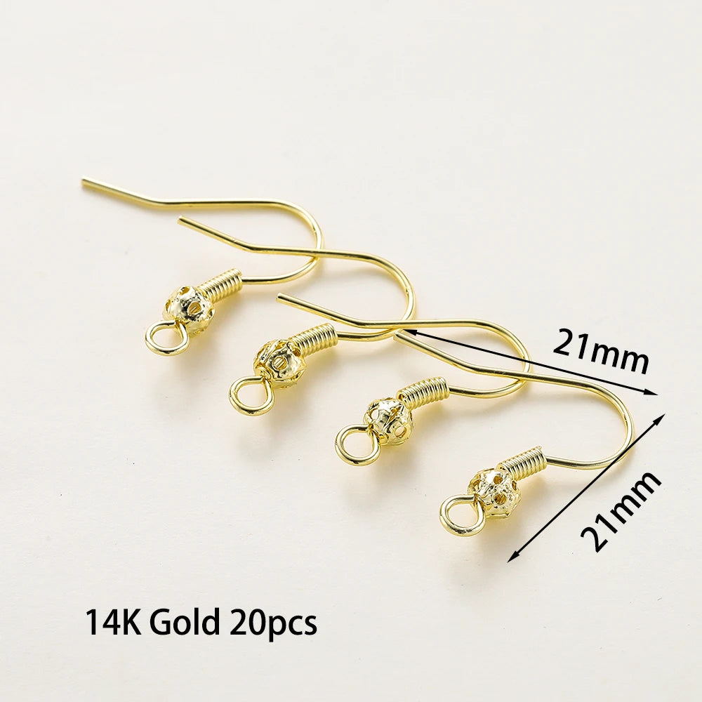 20pcs/lot 6 Styles 14K 18K Gold Plated Earring Wires With Ear Hook Earrings Clasp Findings Supplies For DIY Jewelry Making