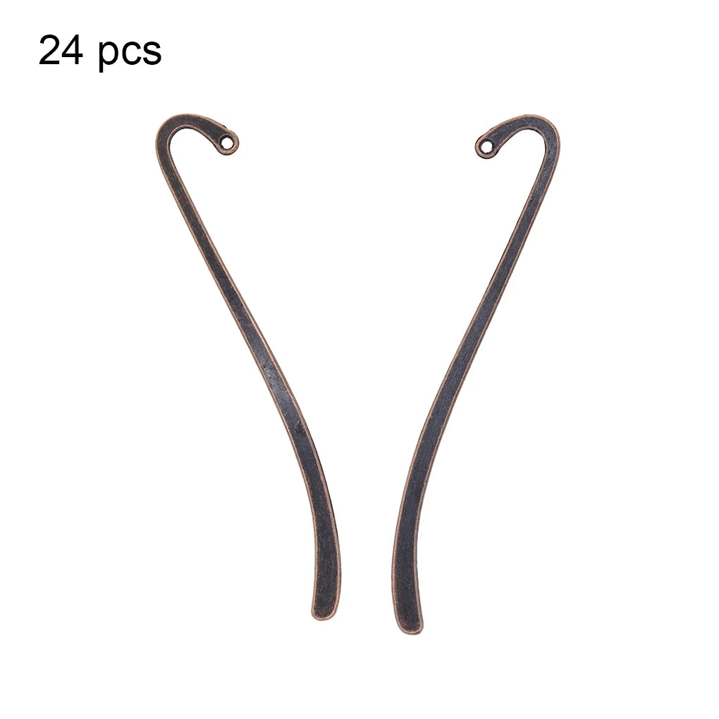24 Pieces of Hook Bookmark Zinc Alloy Jewelry Findings Making Home Decor Collection Souvenirs DIY Crafts Gifts Bronze