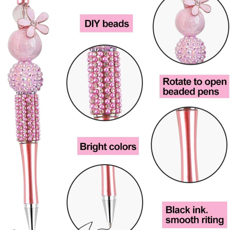 11pcs Handmade Resin Ballpoint Pens with Colorful & Bead Designs - Black Ink Writing Pens, Decorative Office Supplies for School, Art, Gift Ideas