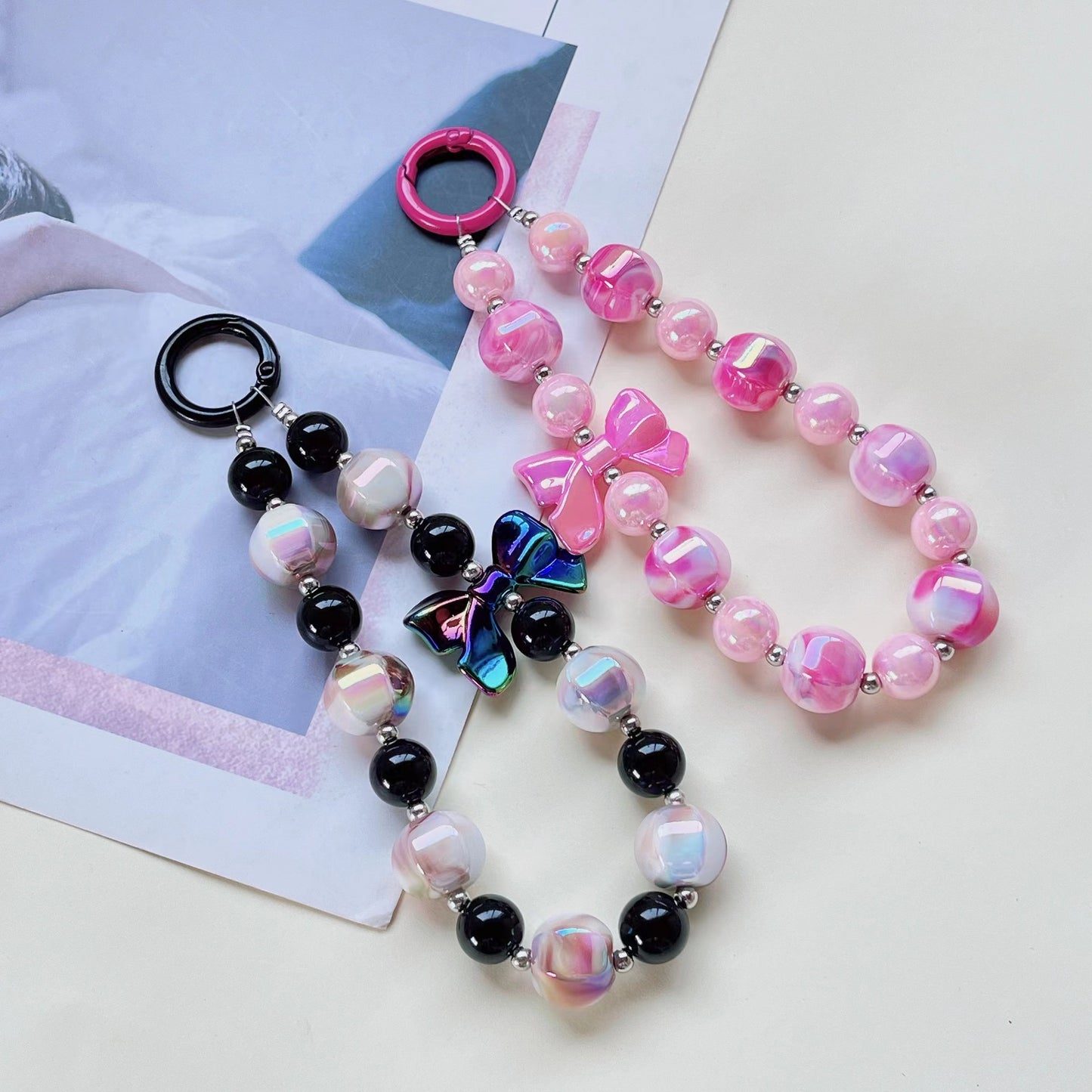 Diy beads for jewerly making Beadable Pens Bulk Bead Pens with Assorted Colors Beads Pen DIY Making Kit Multicolor Ballpoint Pen Black Ink for Women Kids Students Office School (Elegant Style)