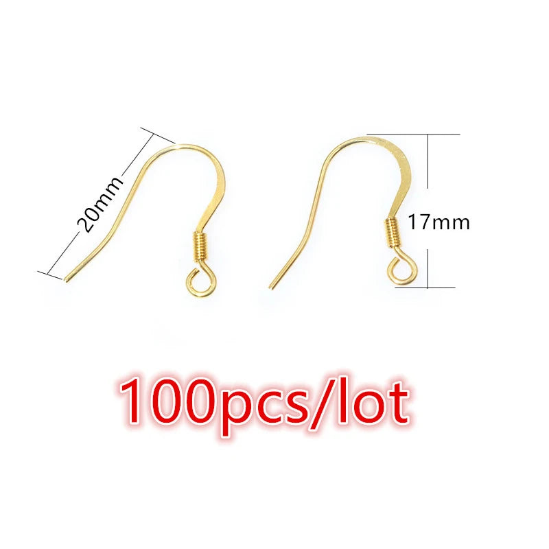 30-100pcs Stainless Steel DIY Earrings Hooks Clasp Findings Handmade Jewelry Making Accessories Earwire Accessories Steel Gold