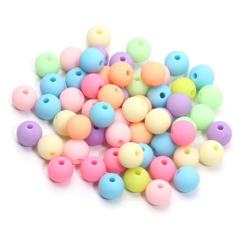 30pcs 10mm Round Candy Color Matte Acrylic Beads Spacer Beads For Jewelry Making Handcraft Phone Chain Bracelet Accessories