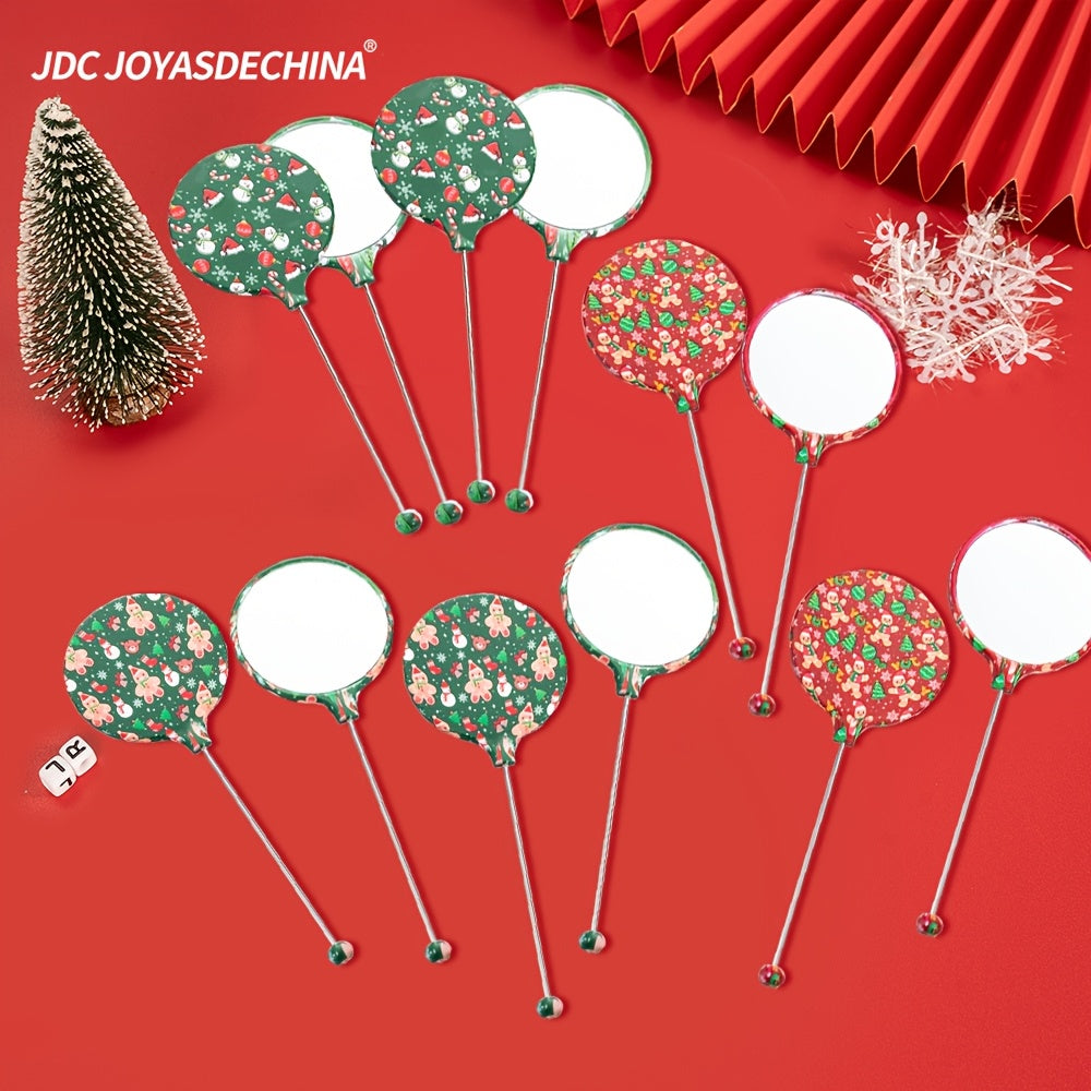 8pcs 16pcs Mother'S Day Handheld Round DIY Beadable Small Mirror Portable HD Mirror Handheld Mirror Female Specific Handle Makeup Mirror