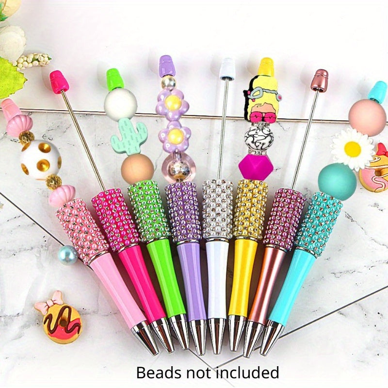 11pcs Handmade Resin Ballpoint Pens with Colorful & Bead Designs - Black Ink Writing Pens, Decorative Office Supplies for School, Art, Gift Ideas