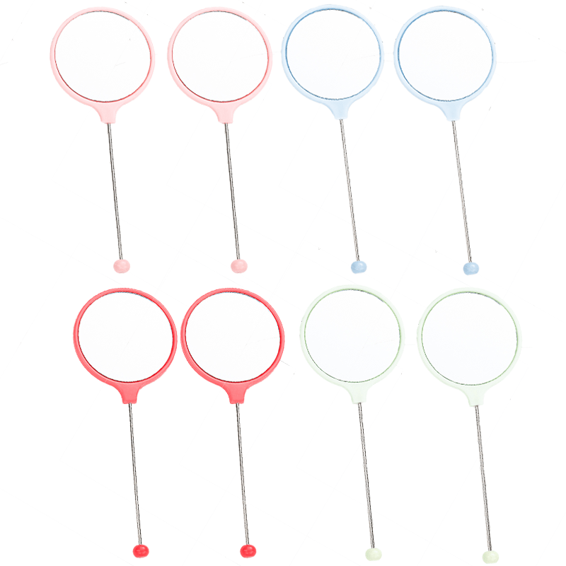 8pcs DIY Beadable Handheld Mirrors Mini Heart/ Round Shape Mirror for DIY Beaded Crafts