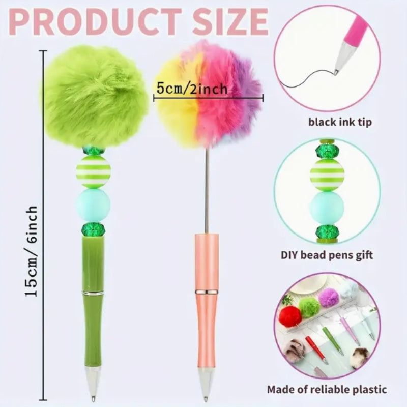 11pcs Creative Ball Bead Pen Style Furry Gift Pen New Multi-Color Bead Ballpoint Pen