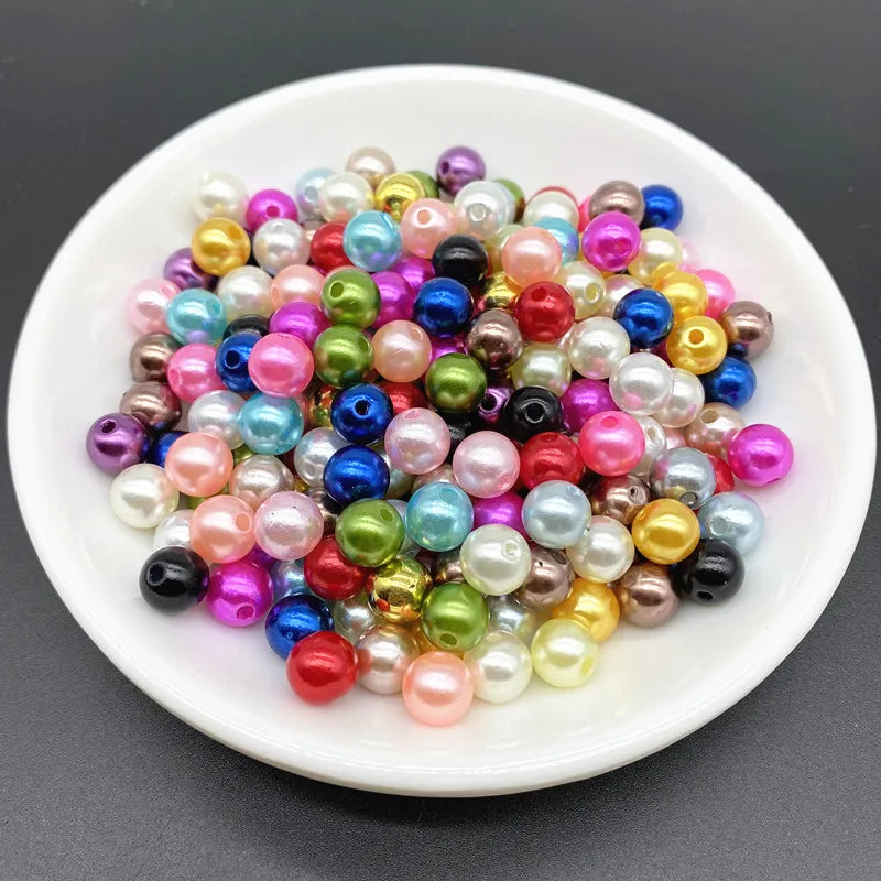 4 6 8 10mm Imitation Pearl Acrylic Beads Loose Spacer Round Bead Necklace Bracelet Pendant Earrings Jewelry Making DIY #Ro