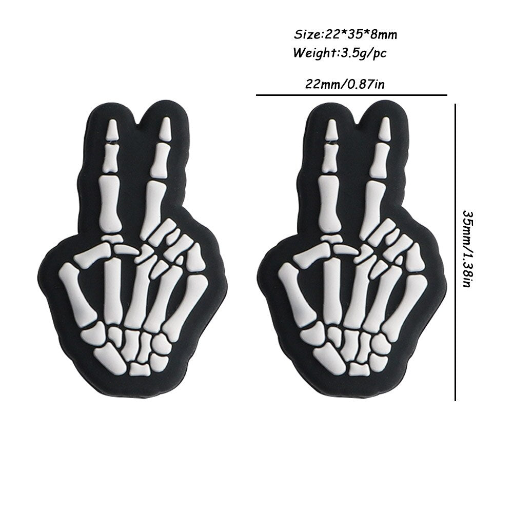20Pcs New Halloween Ghost Skeleton Series Silicone Beads For Jewelry Making DIY Halloween Gifts Necklace Keychain Accessories