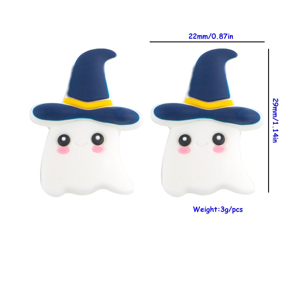 20Pcs New Halloween Ghost Skeleton Series Silicone Beads For Jewelry Making DIY Halloween Gifts Necklace Keychain Accessories