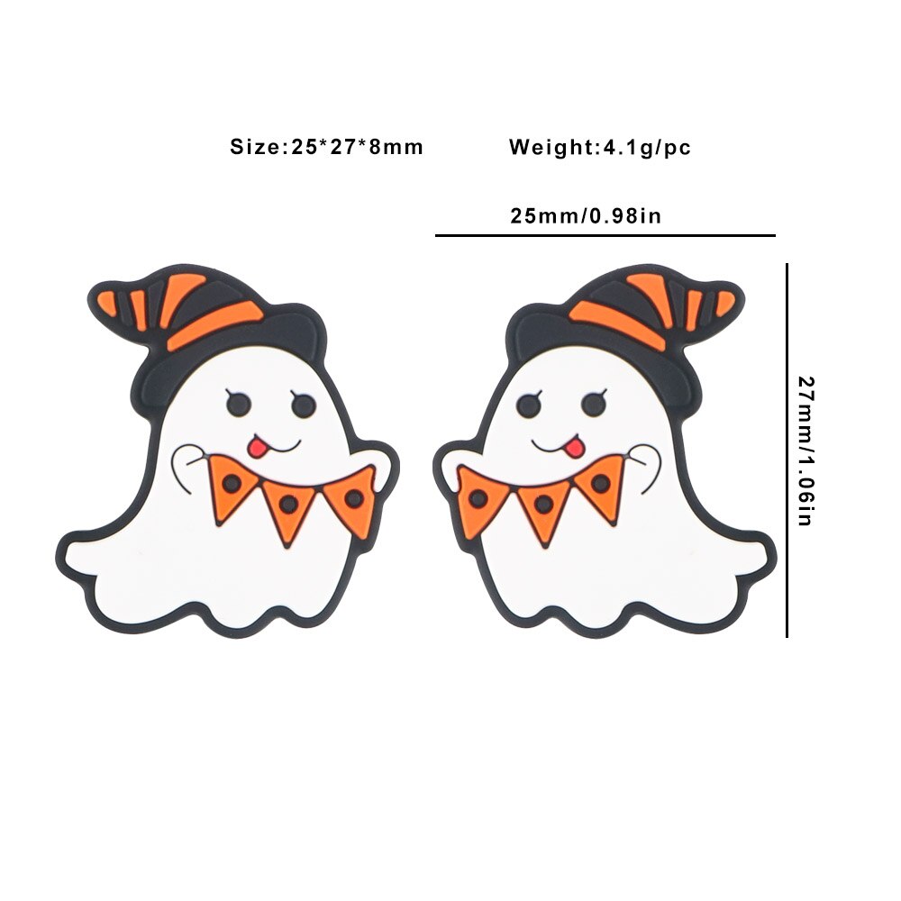20Pcs New Halloween Ghost Skeleton Series Silicone Beads For Jewelry Making DIY Halloween Gifts Necklace Keychain Accessories